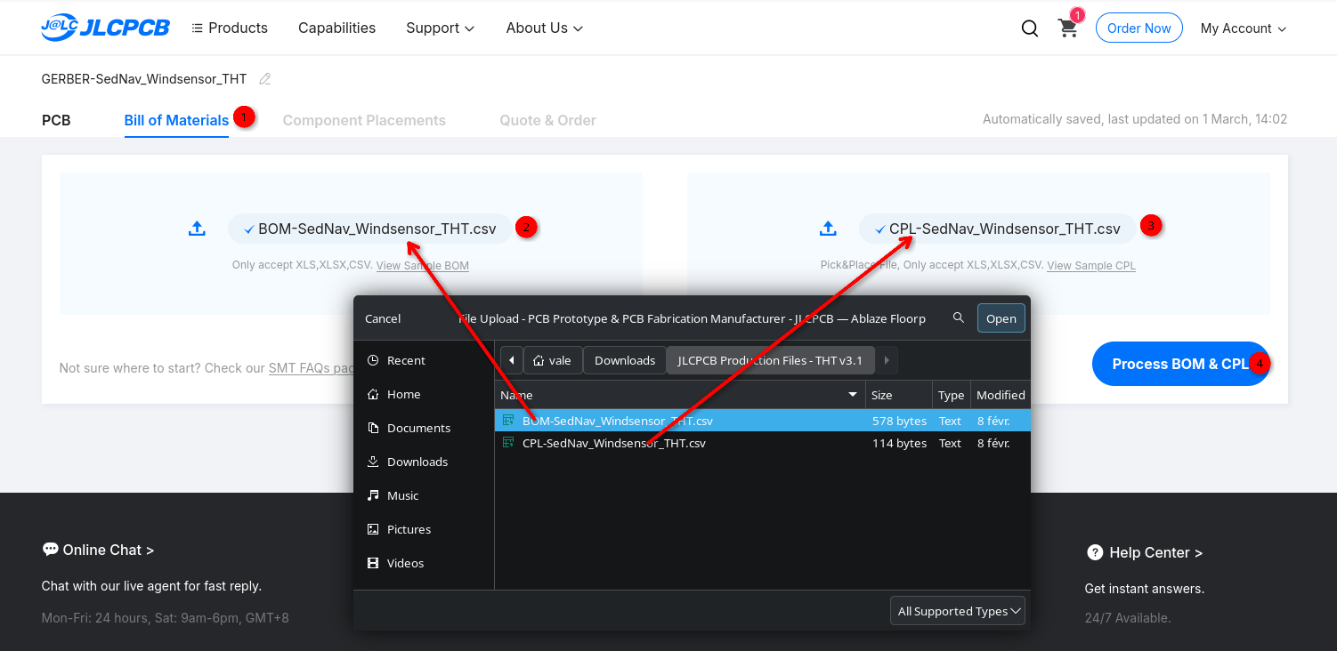 Téléversement du BOM