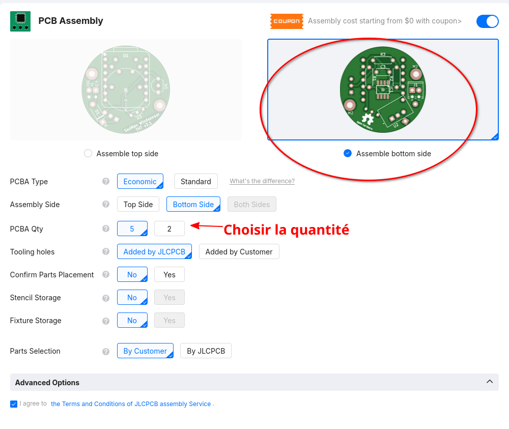 Configuration de l'assemblage