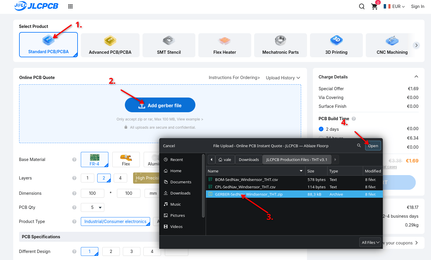 instructions de téléversement du gerber