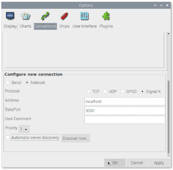 Connexion entre OpenCPN et Signal K